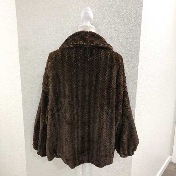 Revolve Adrienne Landau Brown Faux Fur Shawl Collar Coat - Picture 5 of 12